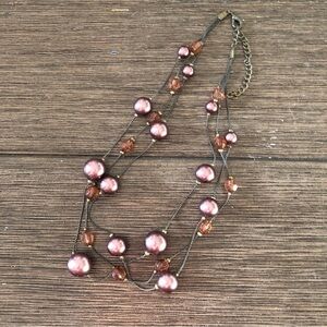 Pink bubble bead layered necklace